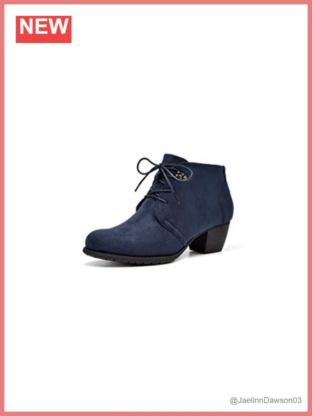 Faux Suede Ankle Boots Lace-Up Low Heel Side Zip Dress Booties